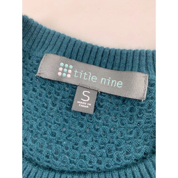 Title Nine Woolicious Waffle Sweater Dress Long Sleeve Knee Teal Crew Neck Small - Picture 8 of 16